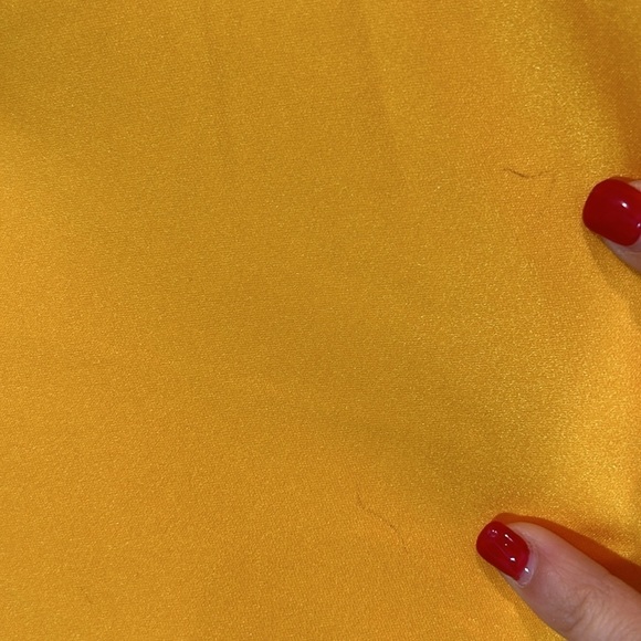 Ieena for Mac Duggal V-Neck Princess Bell Long Dress yellow gown plus size 14 - Picture 9 of 14